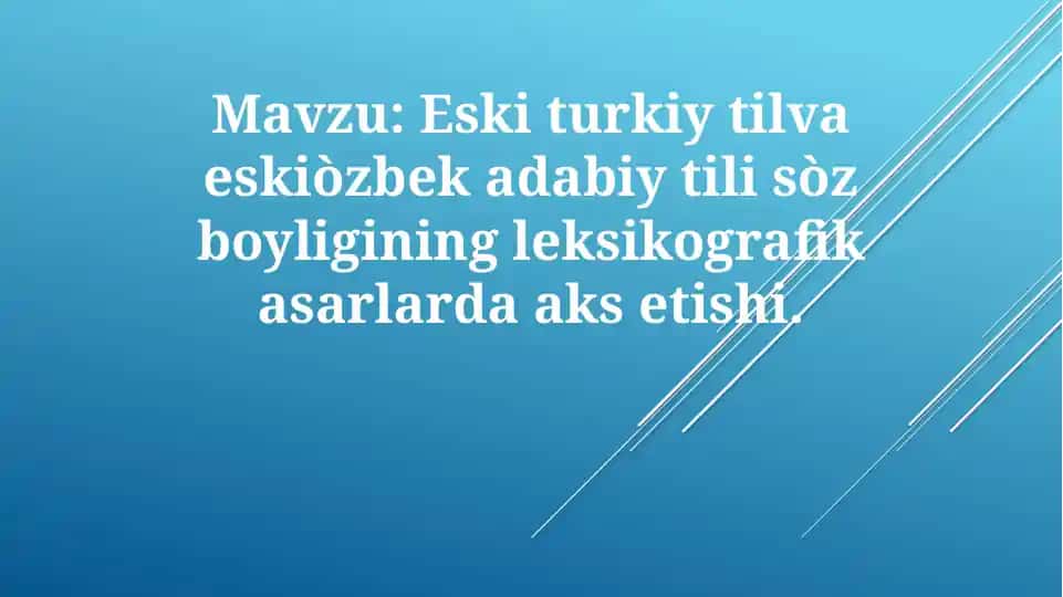 Qadimgi turkiy va qadimgi oʻzbek adabiy tilining leksikasi