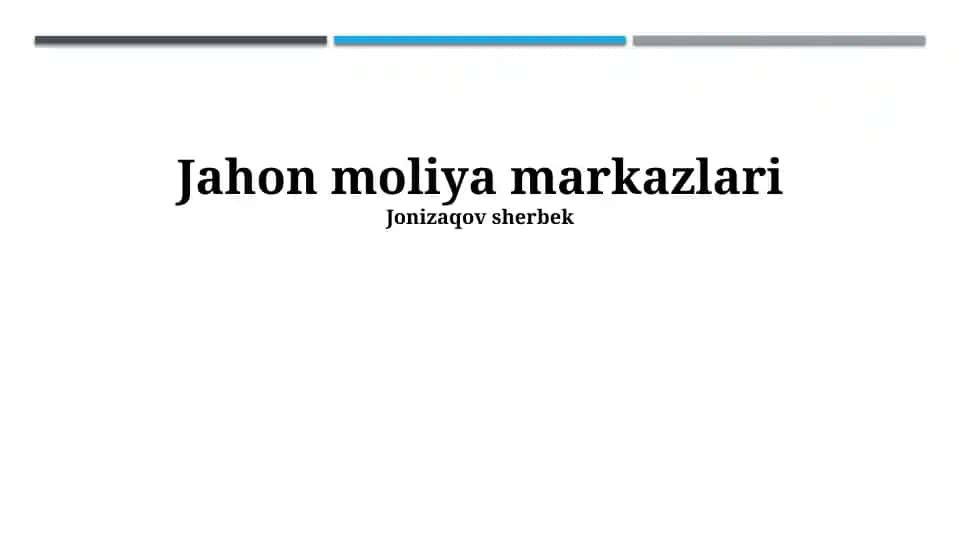 Jahon Moliya Markazlari