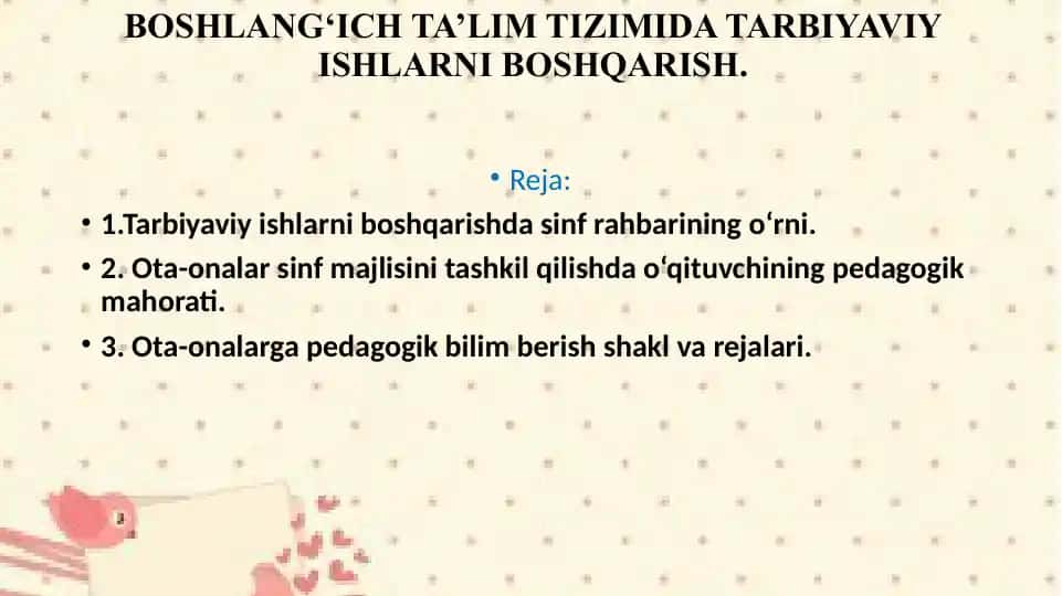 BOSHLANG‘ICH TA’LIM TIZIMIDA TARBIYAVIY ISHLARNI BOSHQARISH