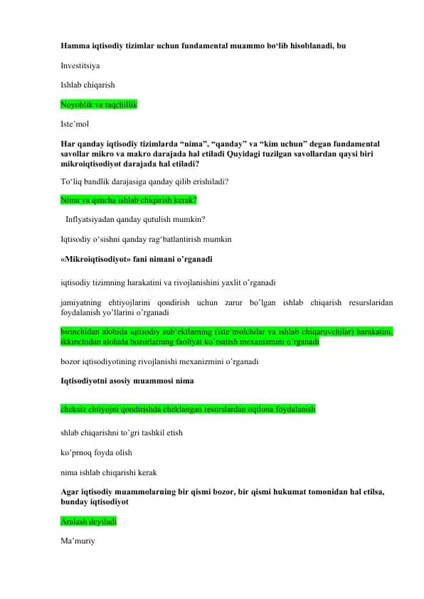 Iqtisodiy tizimlar haqida ma'lumotlar