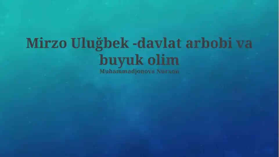 Ulugʻbekning “Ziji-i Sultoniy” Asari