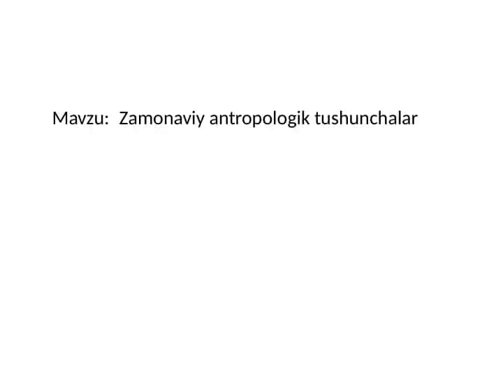 Zamonaviy Antropologiya