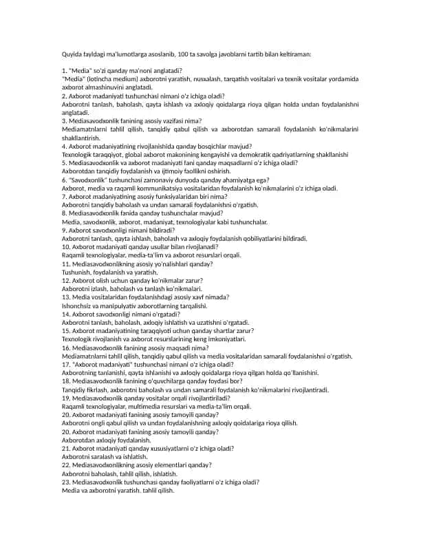 Axborot madaniyatining rivojlanishi