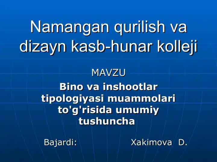 Namangan qurilish va dizayn kasb-hunar kolleji