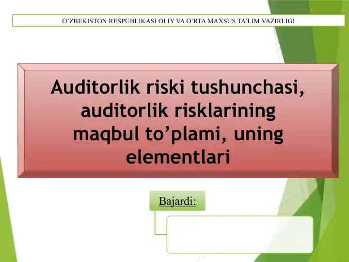 Auditorlik riski tushunchasi