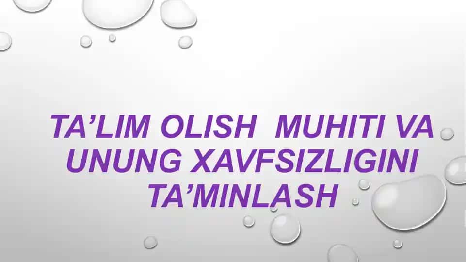 Ta’lim olish muhiti va unung xavfsizligini ta’minlash