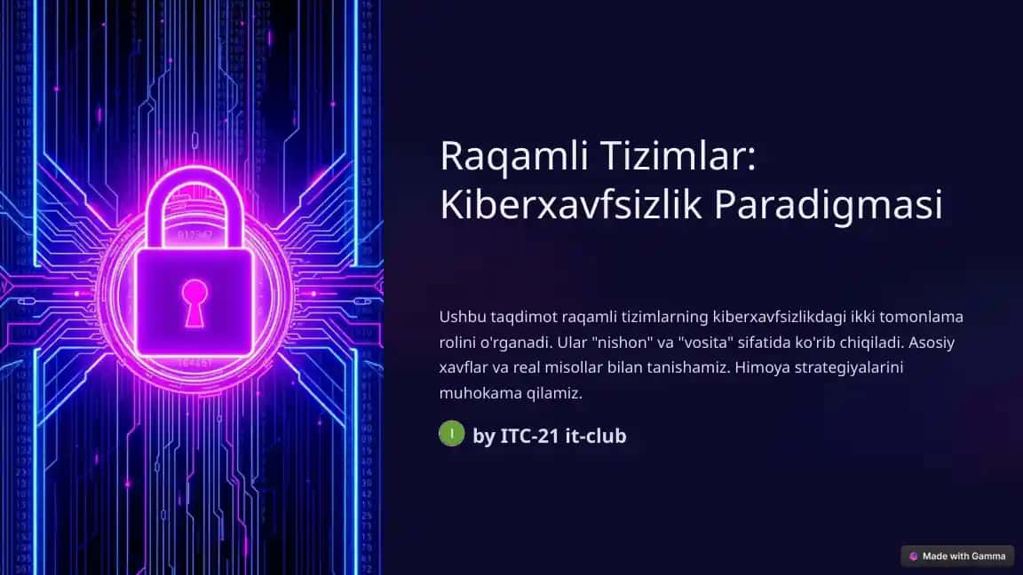 Raqamli Tizimlar: Kiberxavfsizlik Paradigmasi