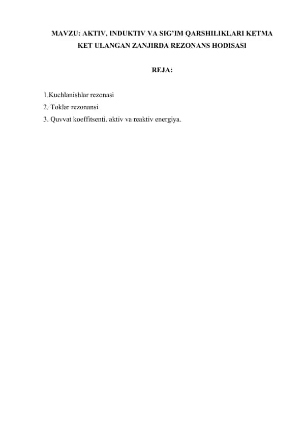 Kuchlanishlar Rezonansi