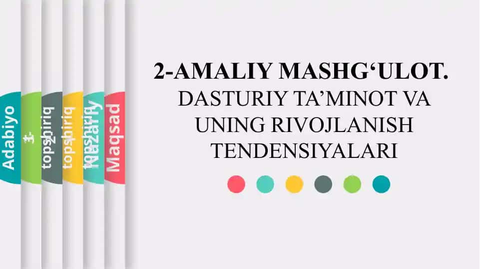 2-Amaliy mashg‘ulot: Dasturiy ta’minot va uning rivojlanish tendensiyalari