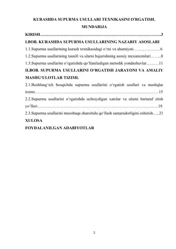 Kurashda Supurma Usullari Texnikasini O'rgatish