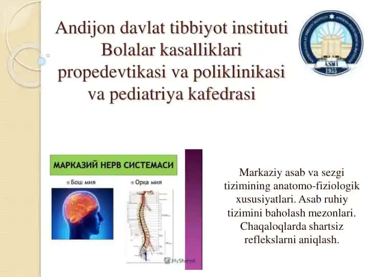 Bolalar kasalliklari propedevtikasi va poliklinikasi va pediatriya kafedrasi