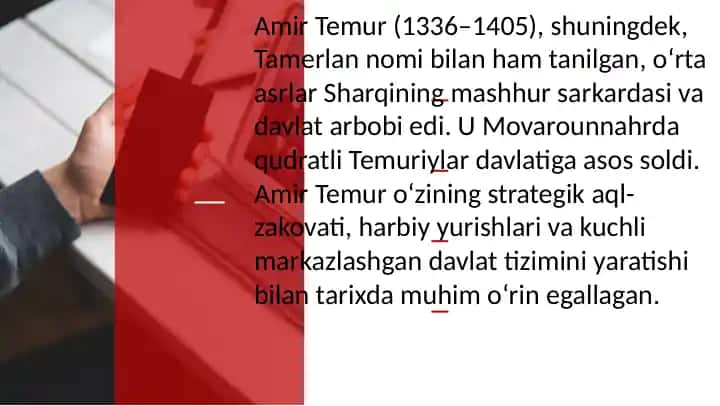 Amir Temurning davlat arbobi sifatidagi faoliyati