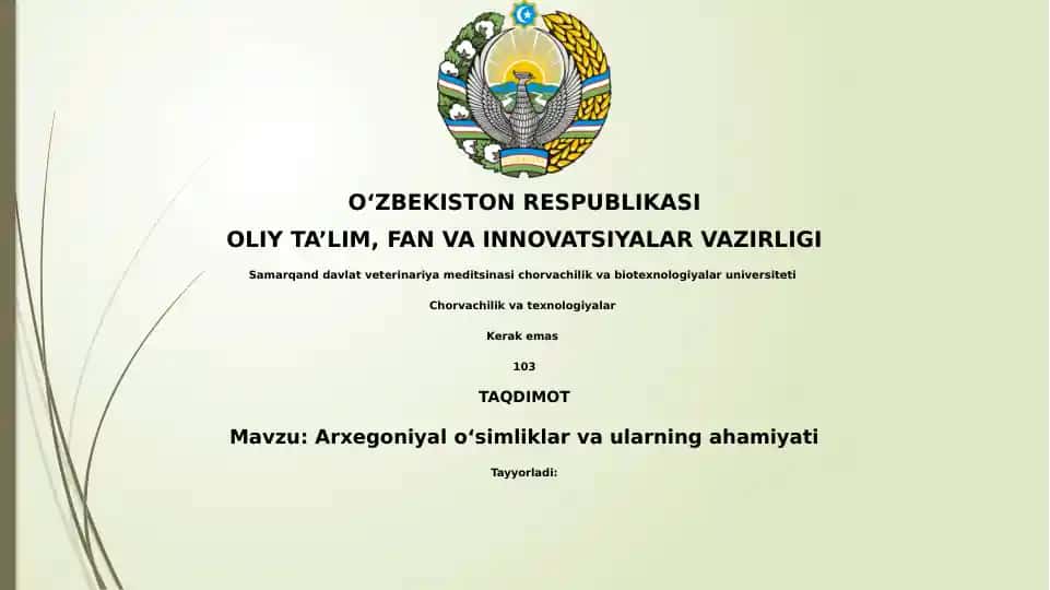 Arxegoniyaloʻsimliklarvaularningahamiyati