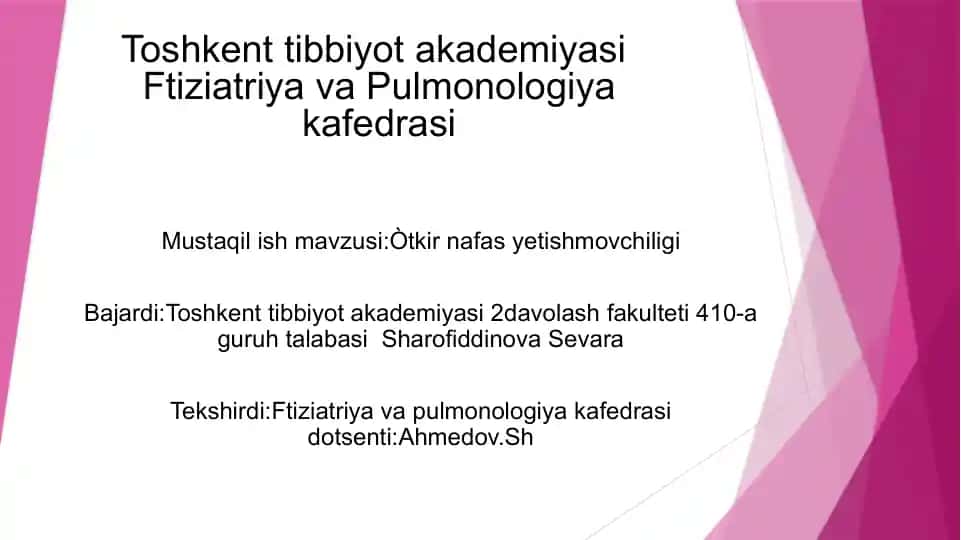 Òtkir nafas yetishmovchiligi