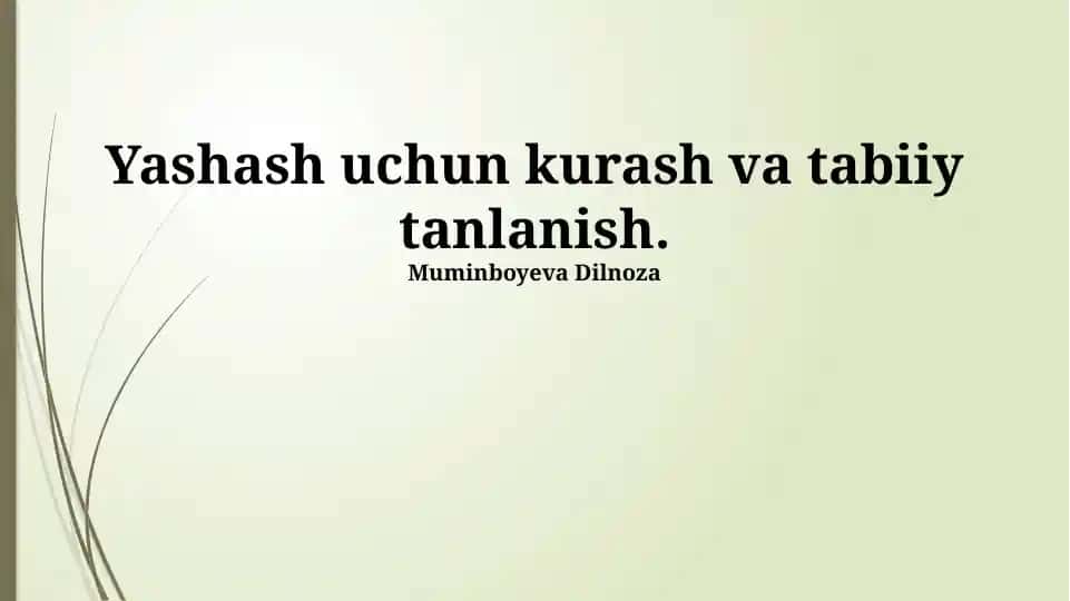 Yashash uchun kurash va tabiiy tanlanish