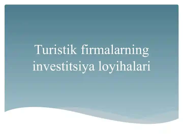 Turistik firmalar investitsiya loyihalari