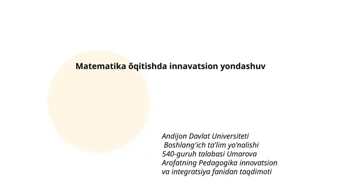 Matematika õqitishda innavatsion yondashuv