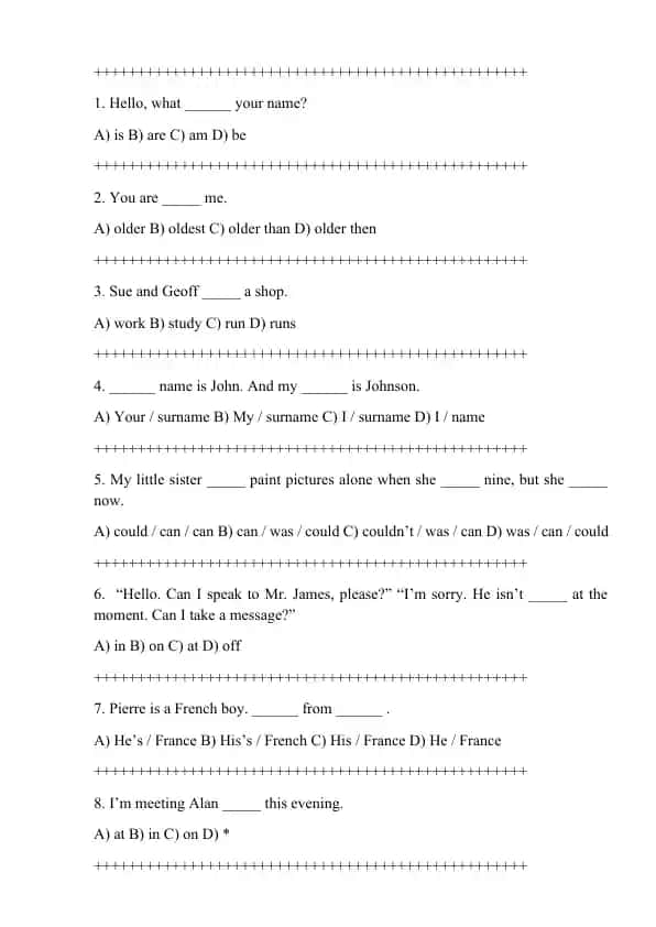 English Grammar Quiz