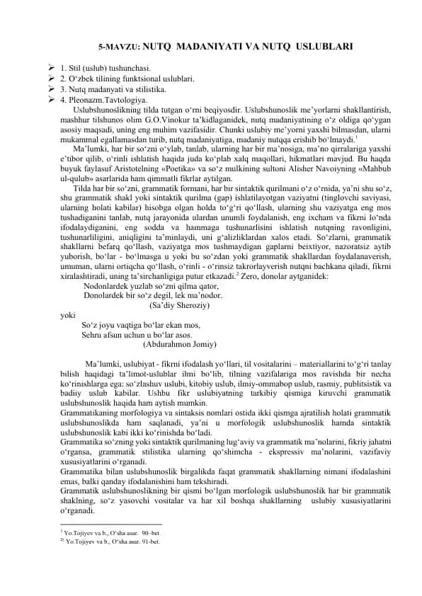 Nutq Madaniyati va Nutq Uslublari