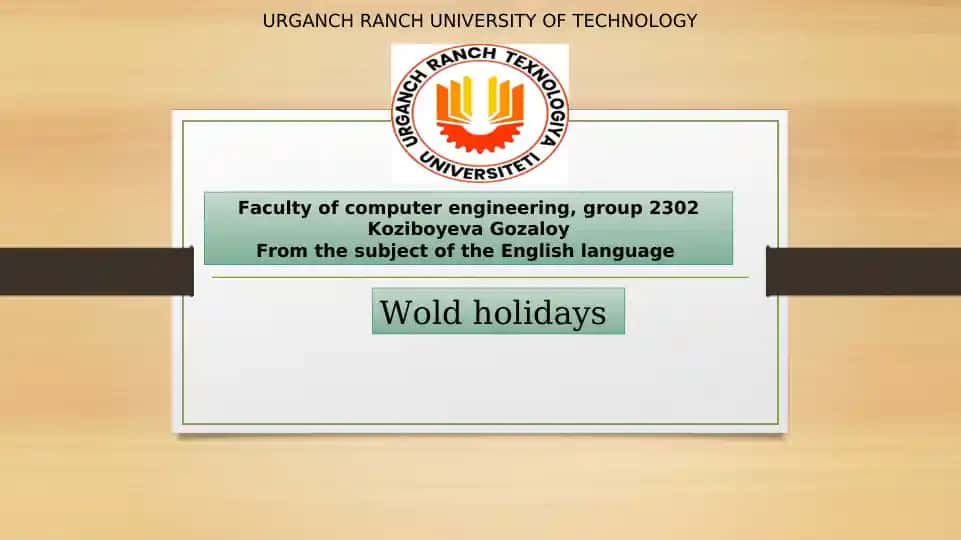Wold holidays
