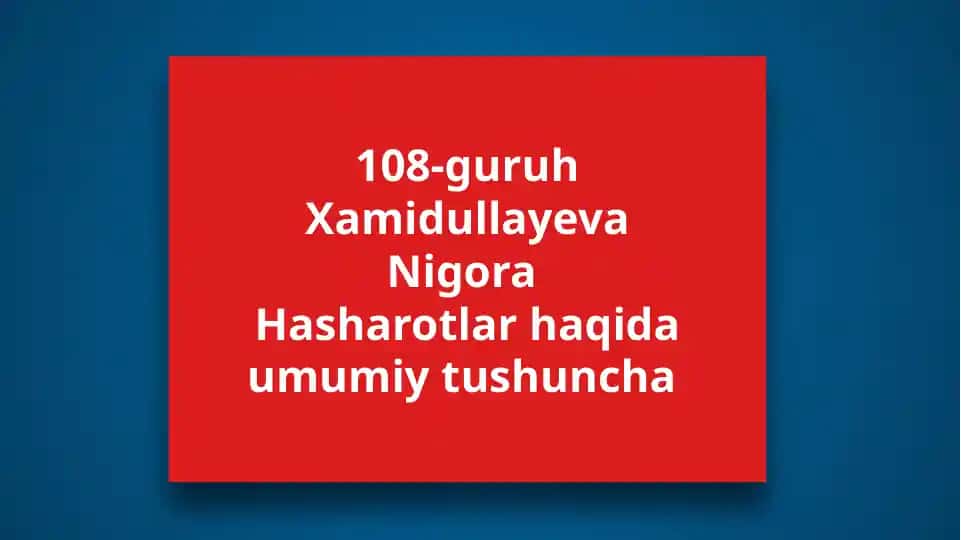 Hasharotlar haqida umumiy tushuncha