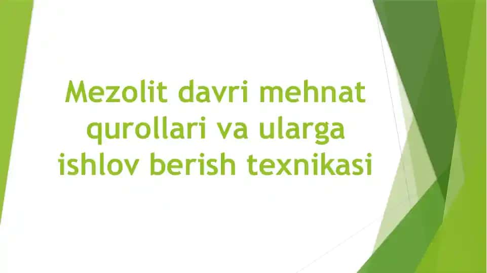 Mezolitdavri mehnat qurollari va ularga ishlov berish texnikasi