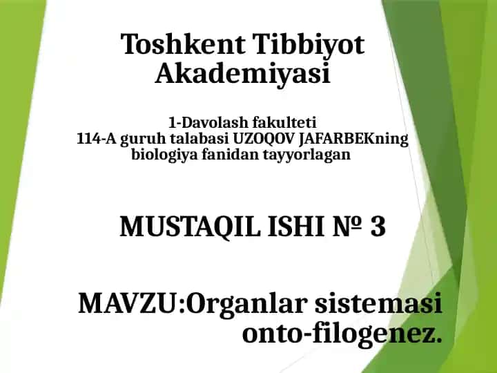 Organlar sistemasi onto-filogenez