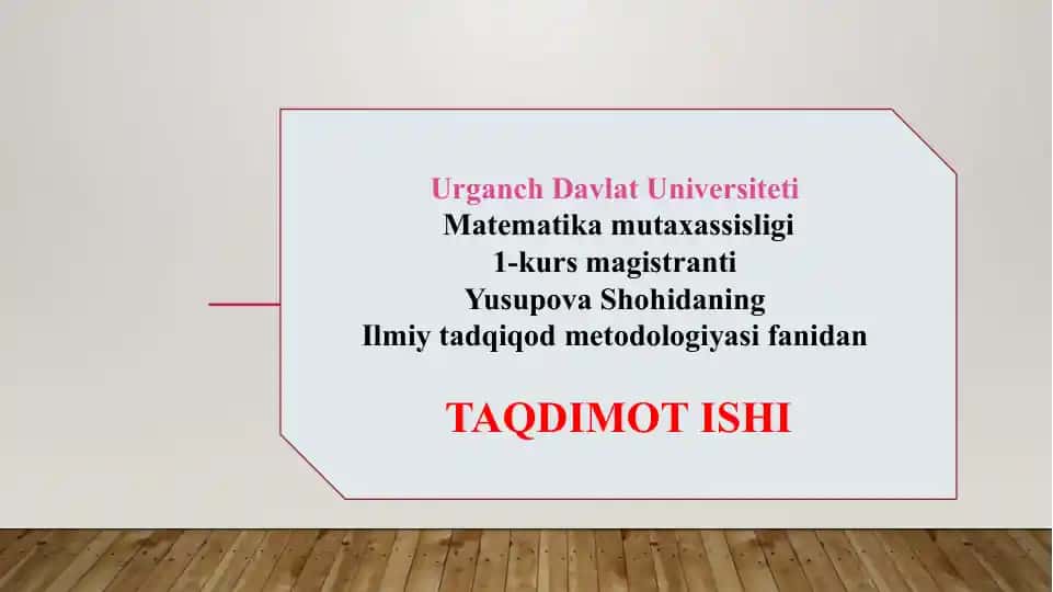 TAQDIMOT ISHI