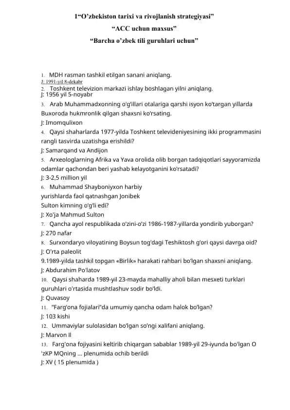 O'zbekiston tarixi va rivojlanish strategiyasi