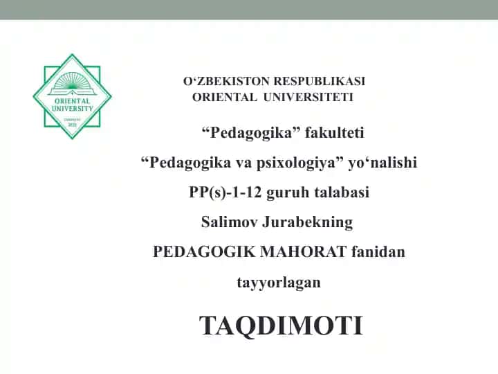 O’qituvchining kommunikativ qobilyati