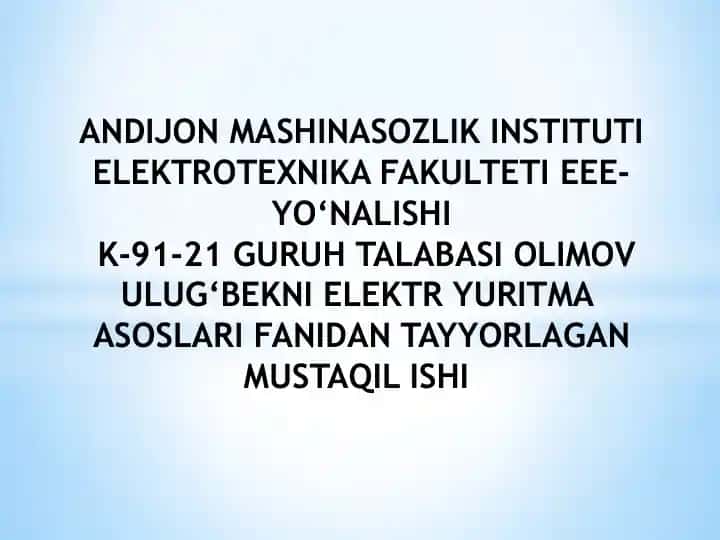 Sinxron mashinani ishga tushirish va revers qilish