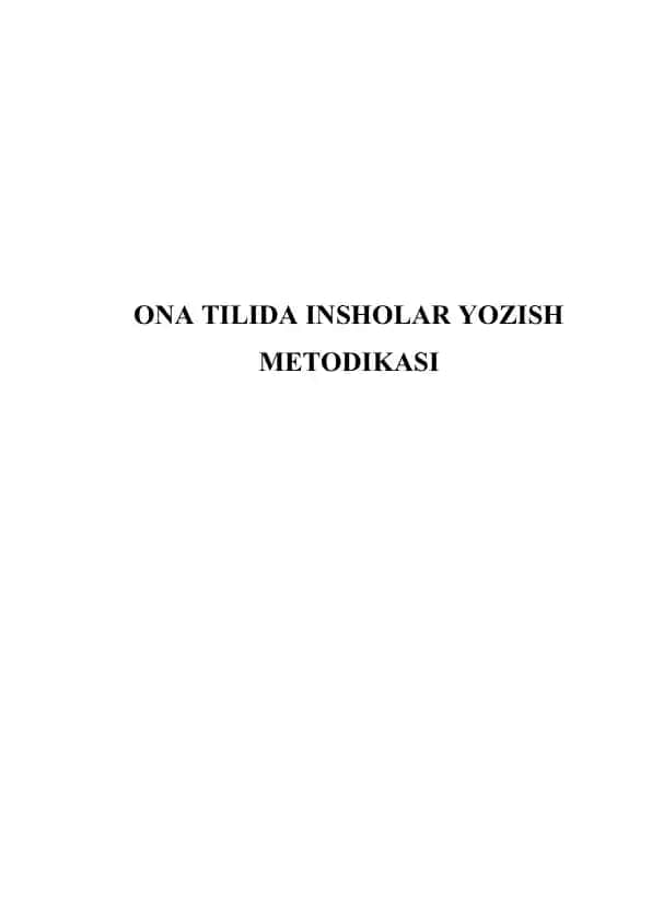 Ona tilida insholar yozish metodikasi