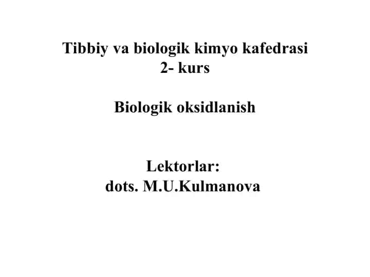 Biologik oksidlanish