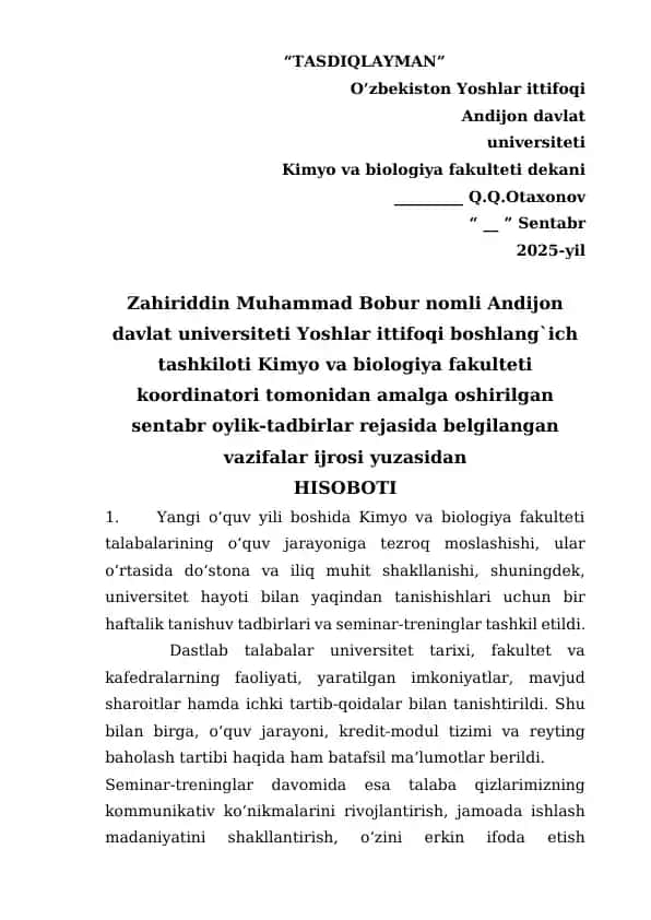 Kimyo va biologiya fakulteti