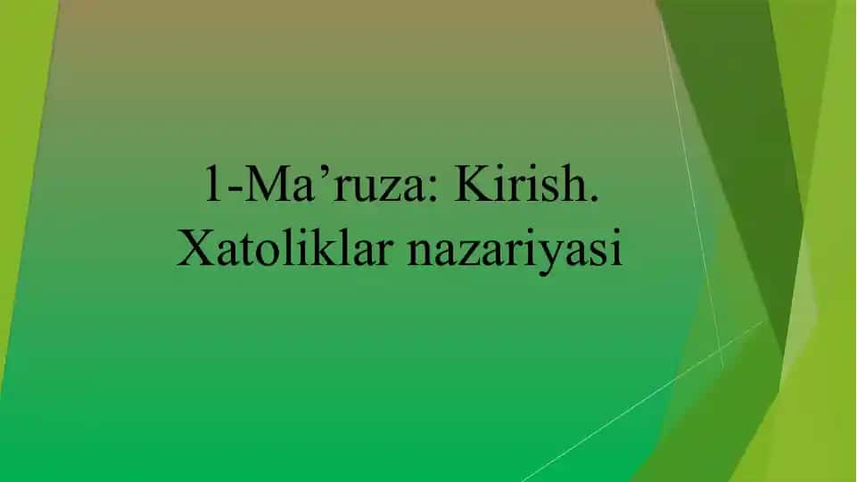 Xatoliklar nazariyasi