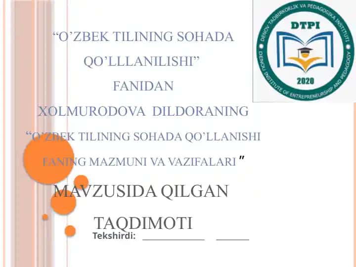O'zbek tilining sohada qo'llanilishi