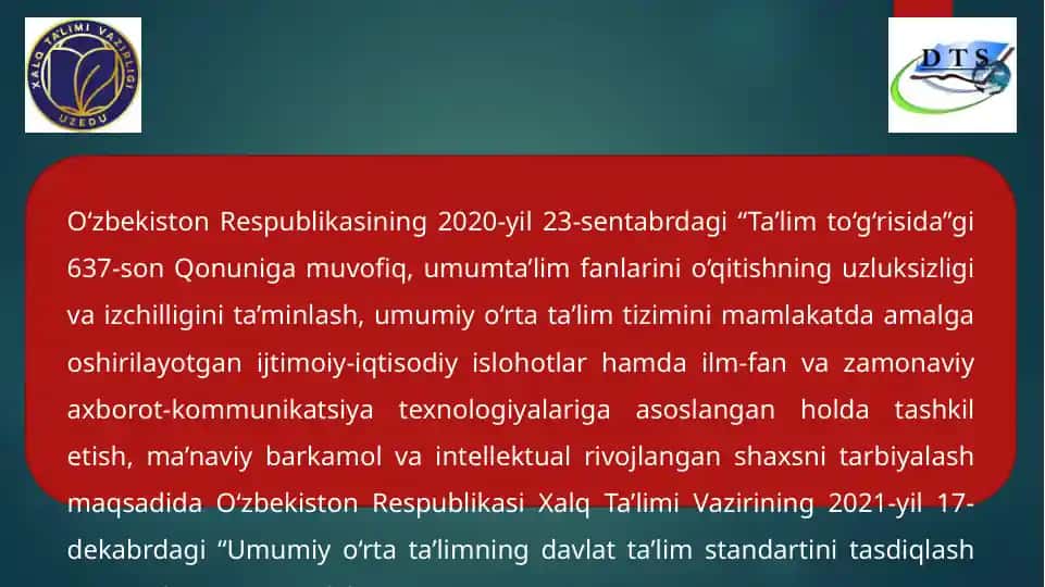Umumiy o'rtata'limning dasturi
