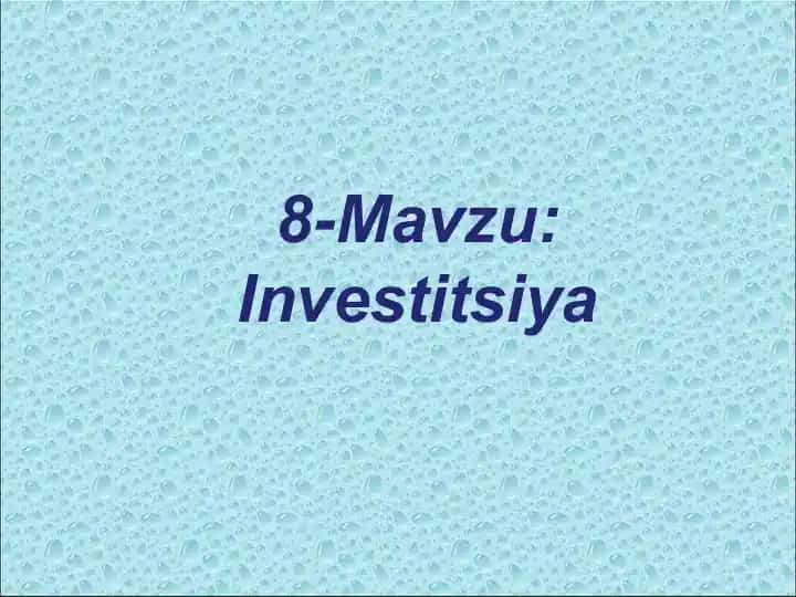 Investitsiya