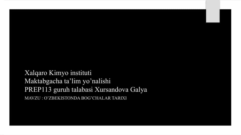 O'zbekistonda bog'chalar tarixi