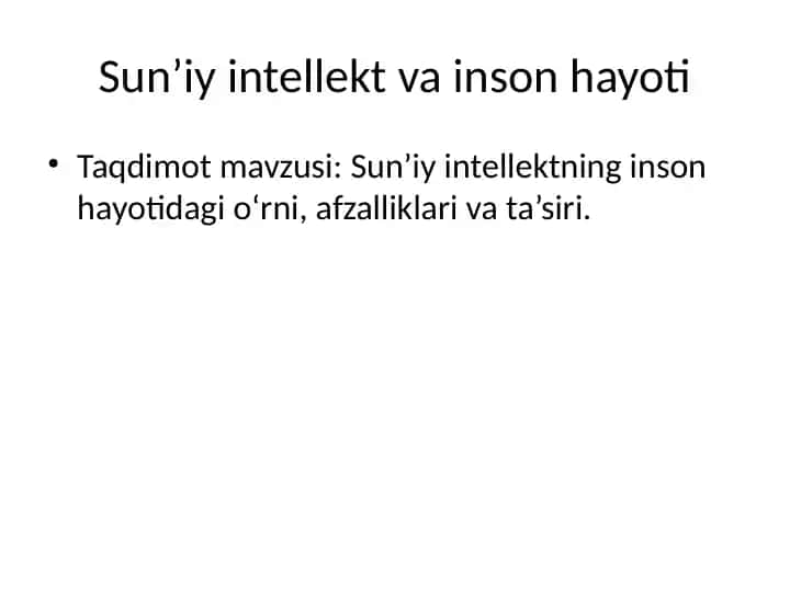 Sun’iy intellekt va inson hayoti