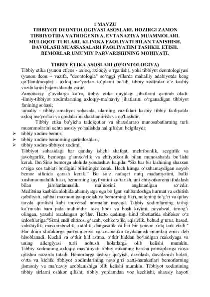 Tibbiyot Deontologiyasi Asoslari