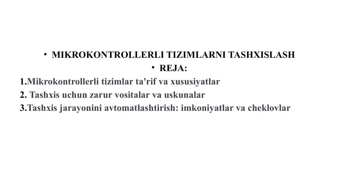 Mikrokontrollerli tizimlarni tashxislash