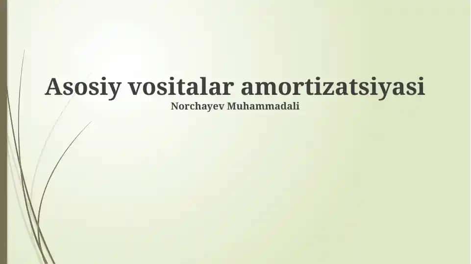 Asosiy vositalar amortizatsiyasi