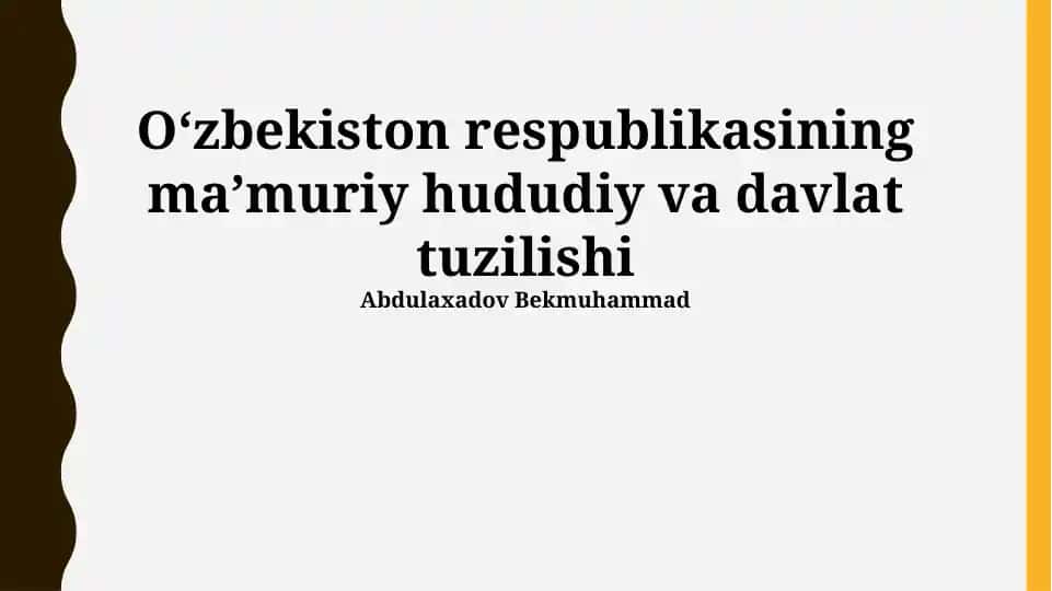 Oʻzbekiston Respublikasining maʼmuriy hududiy va davlat tuzilishi