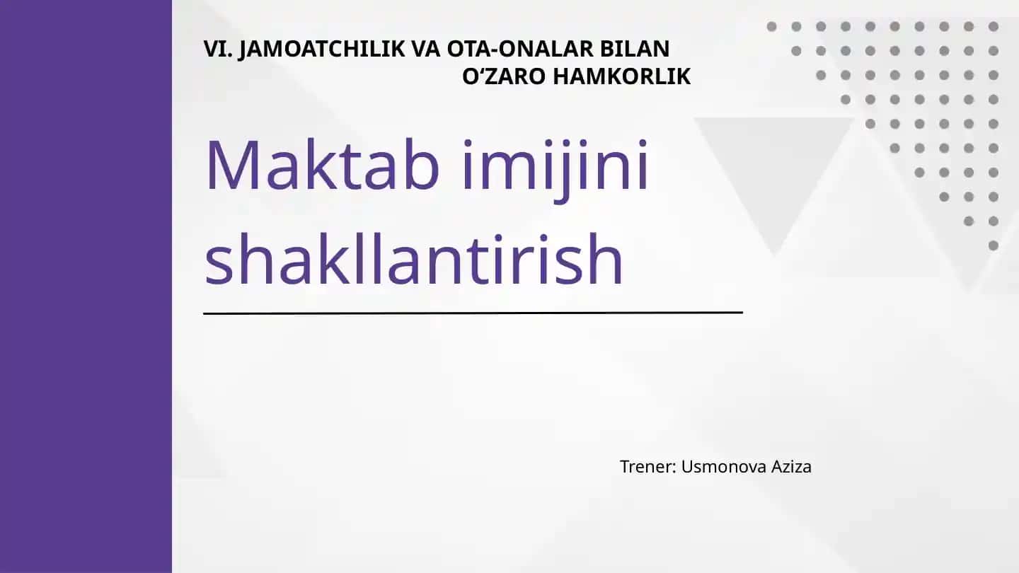 Maktab imijini shakllantirish treningi