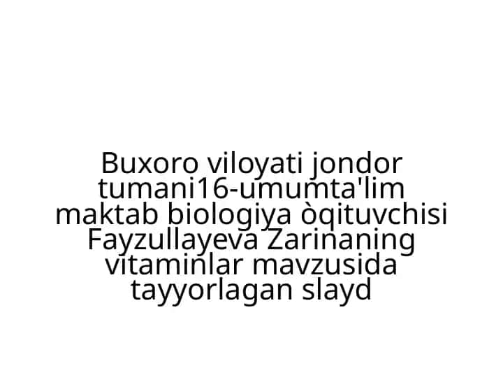 Vitaminlar va ularning turlari