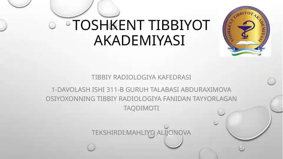 Tibbiy radiologiya taqdimoti