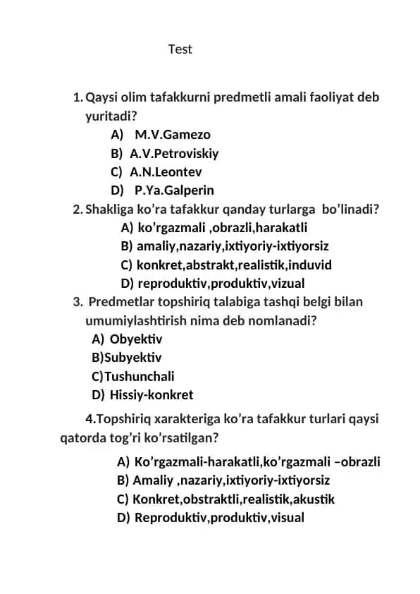 Tafakkur haqida savol-javoblar to'plami