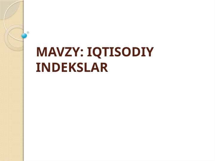 Iqtisodiy indekslar