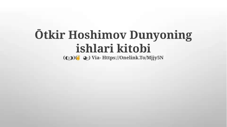 Dunyoning ishlari kitobi